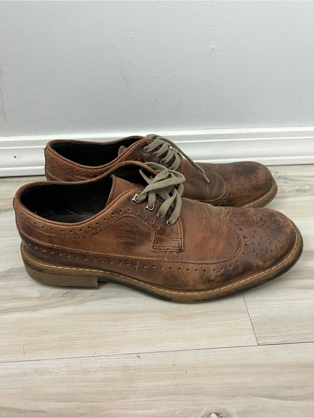 Bed Stu Beacon Oxford Men's Brown Leather Wingtip Shoes